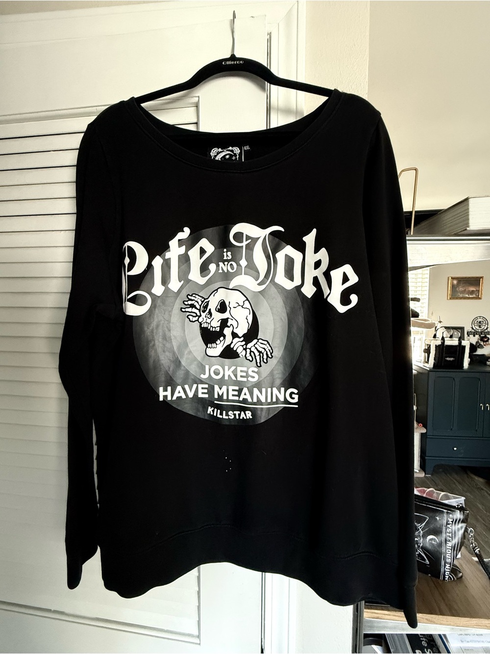 Killstar Life Is No Joke Oversized Black Graphic Sweatshirt 4XL Goth Alternative